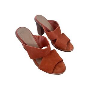 Ugg Womens Orange Slip On Suede Leather Open Toe High Heels Sandals Size 9